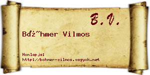 Böhmer Vilmos névjegykártya